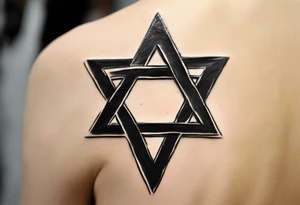 Integrate a Star of David into a shoulder blade piece with כאב הוא כוח. להשתמש בו כדי לעזור לרפא את העולם added tattoo idea