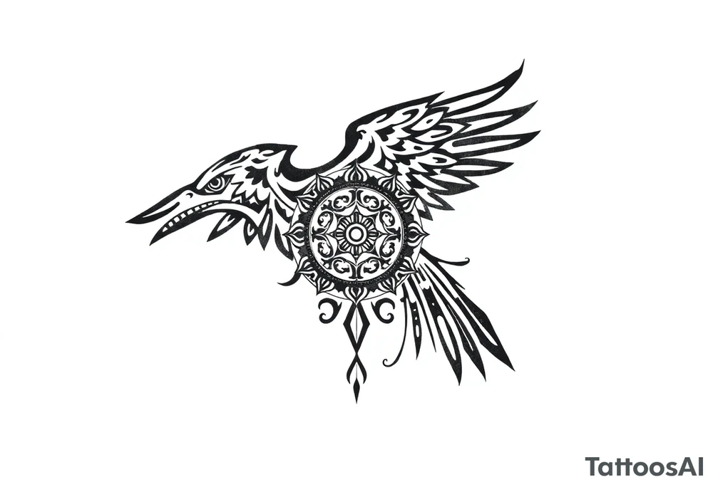 zodiac symbols runes within ornate clockwork mechanism raven tattoo idea