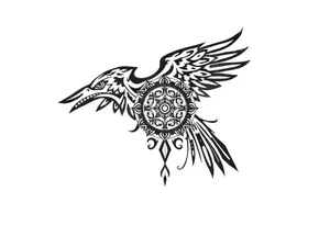 zodiac symbols runes within ornate clockwork mechanism raven tattoo idea