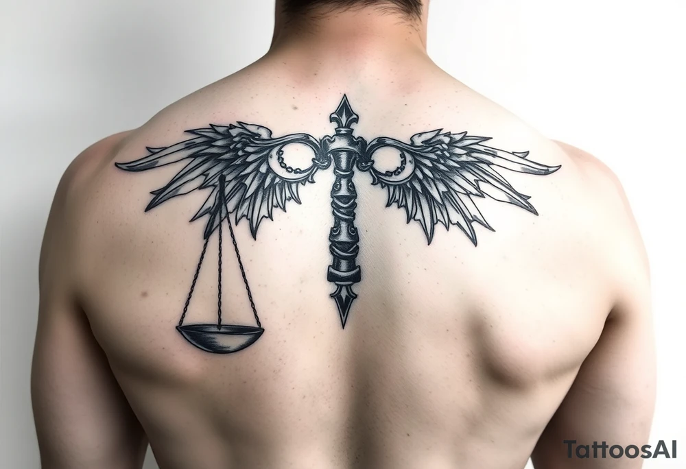 scales weighing time but make it ethreal and spanish tattoo idea