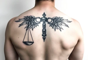scales weighing time but make it ethreal and spanish tattoo idea