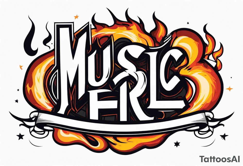 Music on fire tattoo idea