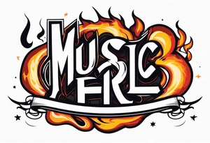 Music on fire tattoo idea