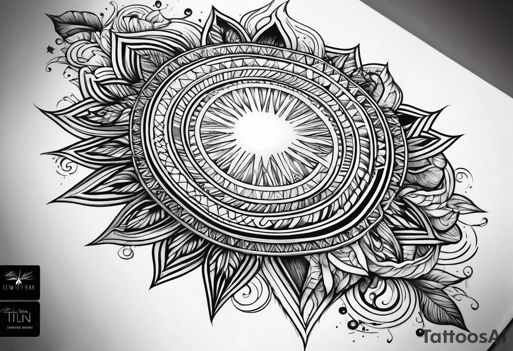 sun sleeve tattoo idea