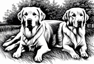 I want two dogs next to each other. One is a golden retriever and the other is a yellow lab. tattoo idea