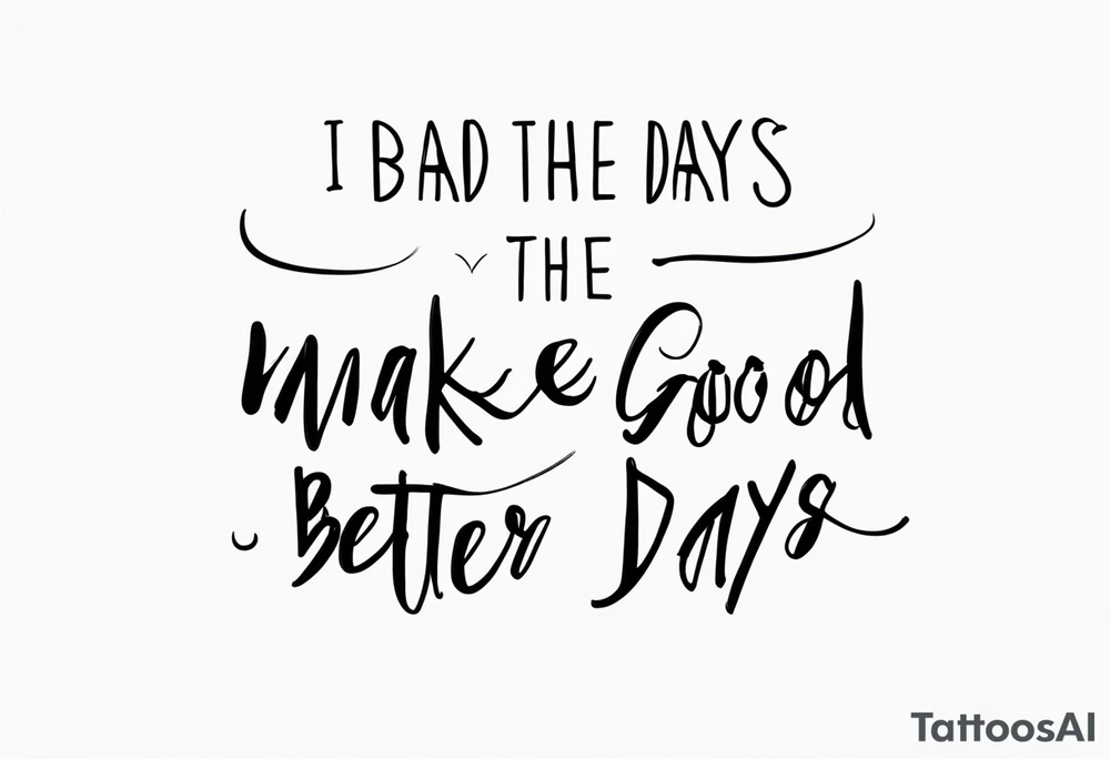 I want the text: bad days make good days better tattoo idea