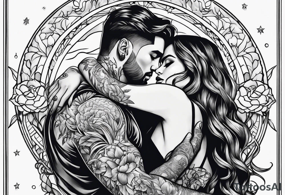 Couple hugging tattoo idea