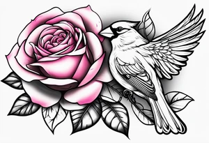 breast cancer memorial right forearm tattoo incorporating roses and a cardinal into the tattoo tattoo idea