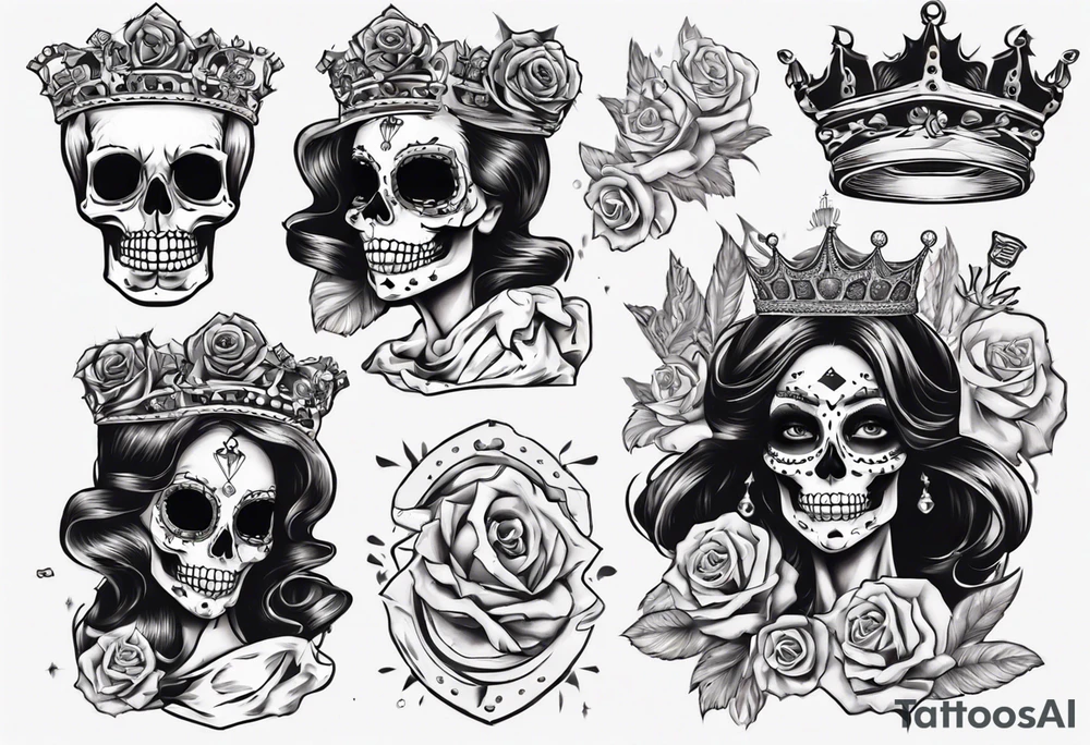 santa la muerta with money and crown
on the card tattoo idea