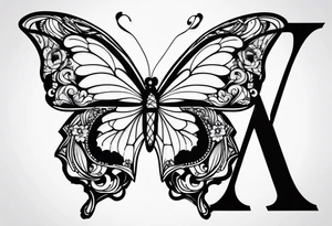 Letter A with butterfly tattoo idea
