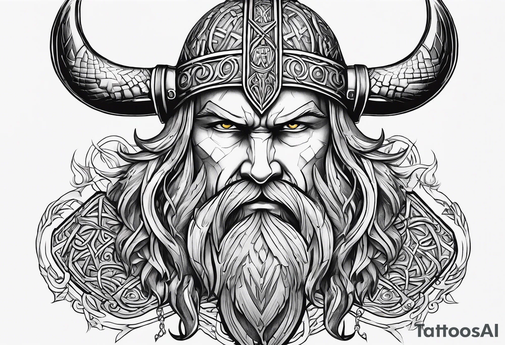 Make a viking shest tattoo dat cover the howl chest use the triple horns of Odin and the web of wyrd tattoo idea