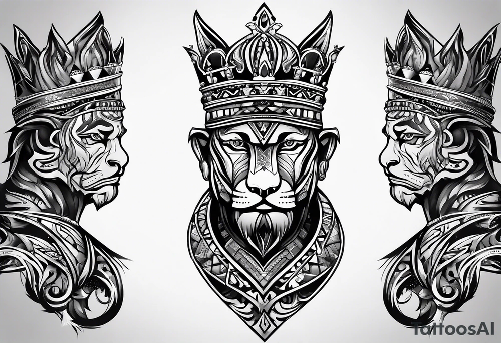 A king tattoo drawn in a tribal style. tattoo idea