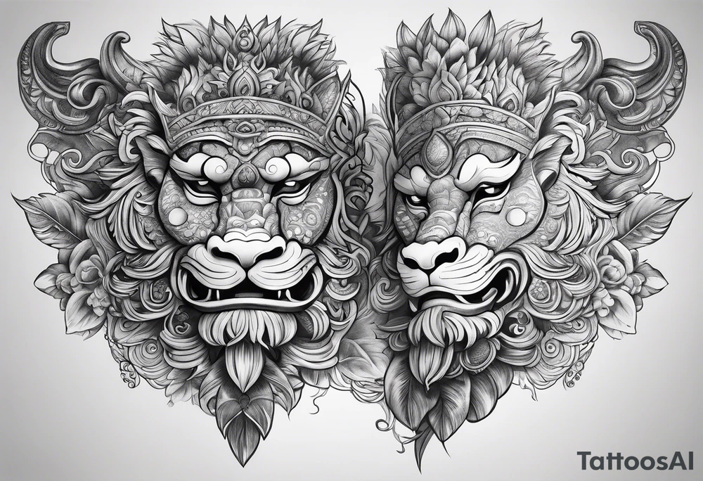 Balanise Barong side view tattoo idea