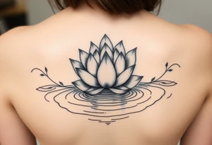 serene lotus flower emerging from sacred waters with ripples tattoo idea