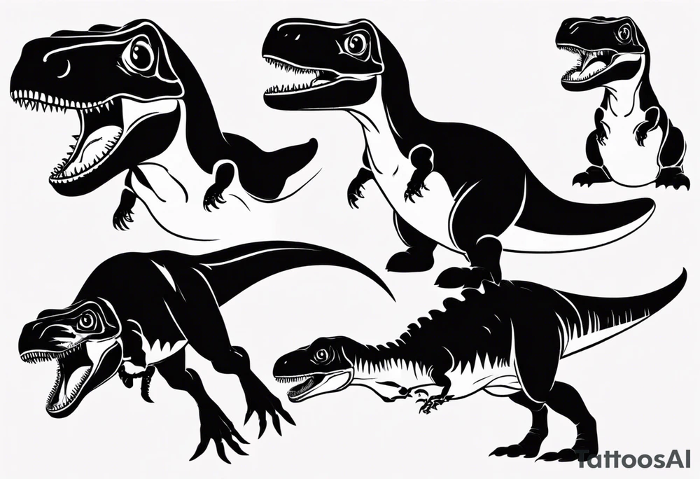 silly happy t rex swimming tattoo idea