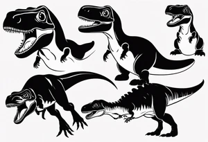 silly happy t rex swimming tattoo idea