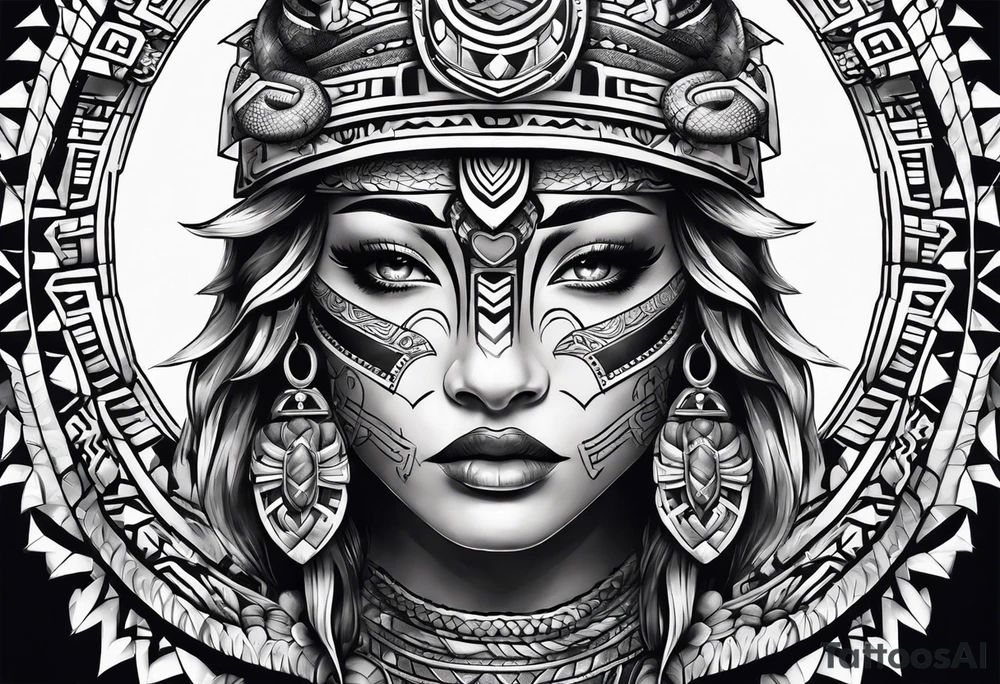 aztec snake sleeve tattoo idea