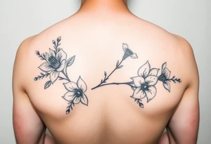 Feminine, romantic, black and white, wispy, flowers, eucalyptus tattoo idea