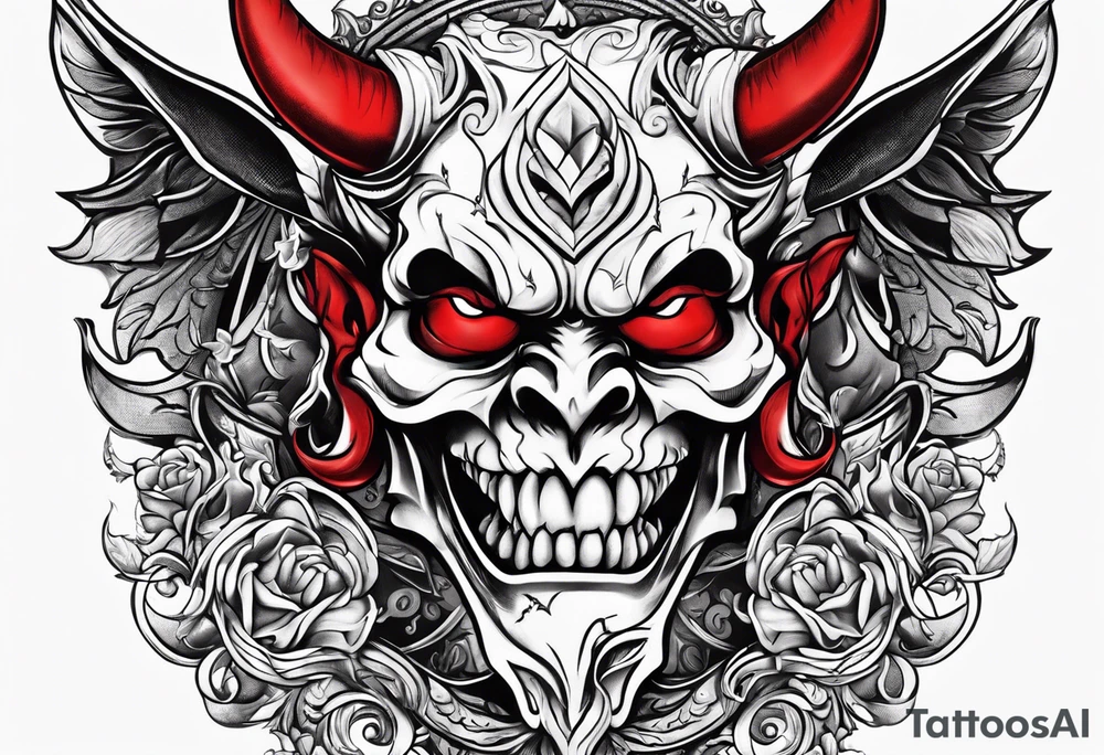 Red Devil heading a Ball tattoo idea