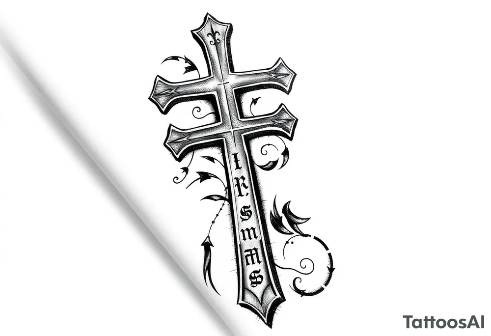 Cross tattoos for arm with Roman numerals for kids birthday tattoo idea