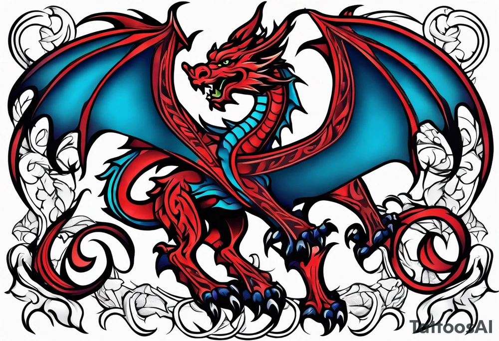 Standing Welsh dragon tattoo idea