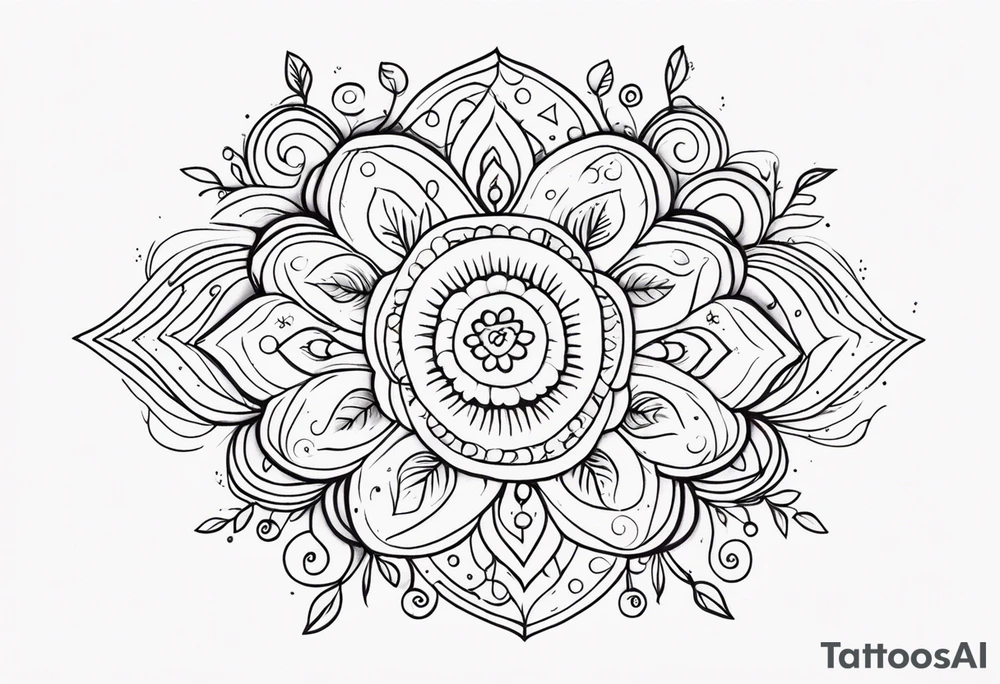 mexican fine line floral with stars, swirls, dots tattoo idea