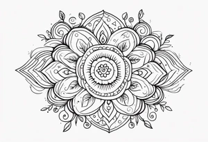 mexican fine line floral with stars, swirls, dots tattoo idea