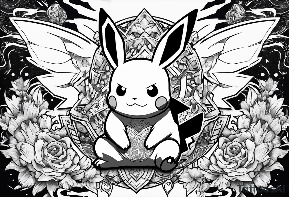 Pikachu deguised on Son goku tattoo idea