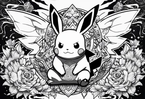 Pikachu deguised on Son goku tattoo idea