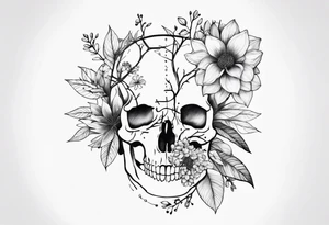 Vertebrae, branches, flowers tattoo idea