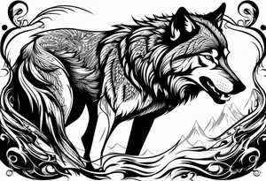 Angry wolf tattoo idea