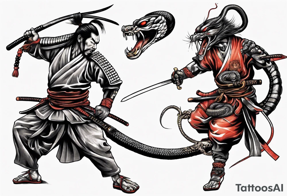 Samurai fighting a cobra tattoo idea