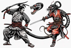 Samurai fighting a cobra tattoo idea