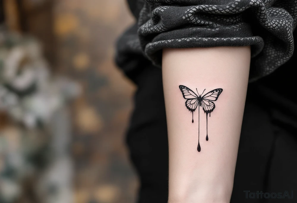 Two butterflyes with blood driping tattoo idea