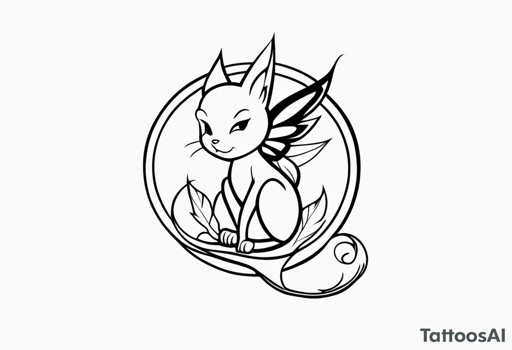 A fairy with a tail inspired by the logo of the show called Fairy Tail in a fetal position leaning in tattoo idea