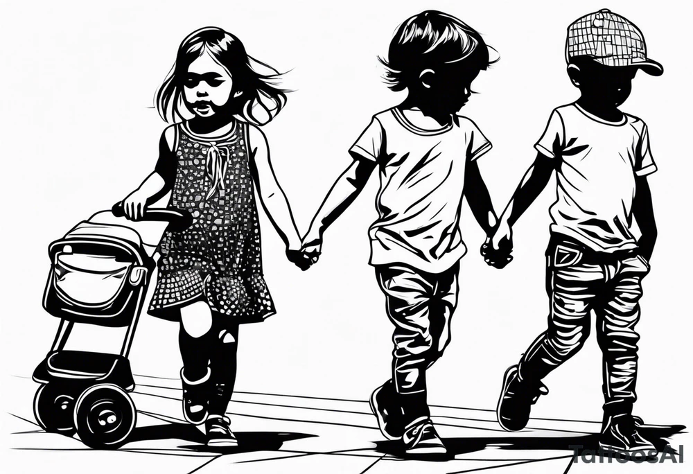 little 
1 boy 1 girl 1 toddler girl walking tattoo idea