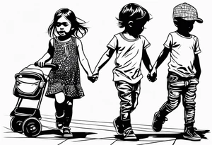 little 
1 boy 1 girl 1 toddler girl walking tattoo idea