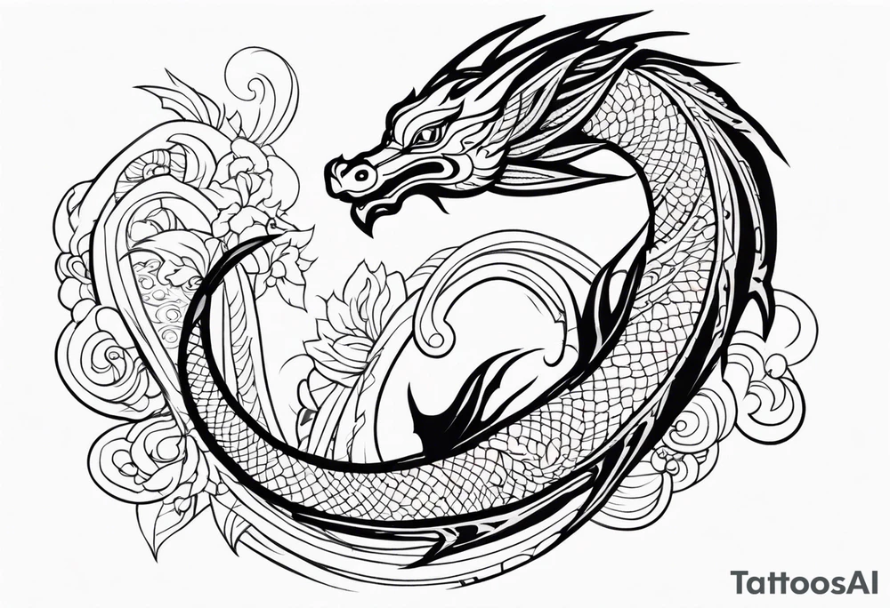 Dragon polynesian, water, koi tattoo idea