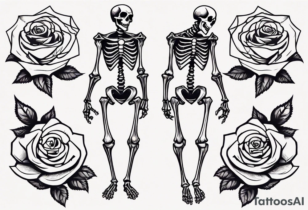 Dancing skeleton on a rose tattoo idea
