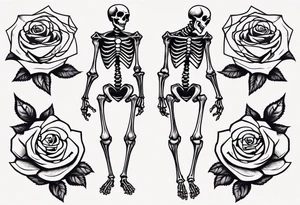 Dancing skeleton on a rose tattoo idea