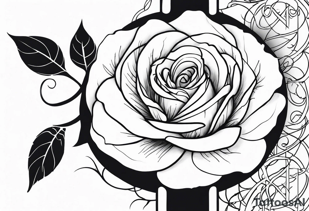 Elvish long rose tattoo idea