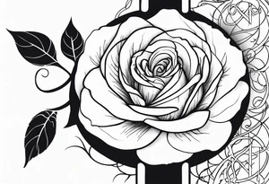 Elvish long rose tattoo idea