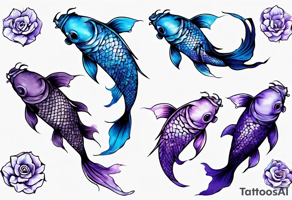 blue and purple koi fish tattoo idea