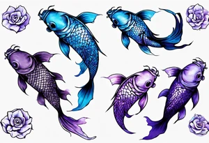 blue and purple koi fish tattoo idea