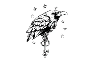 a raven,key,stars. tattoo idea