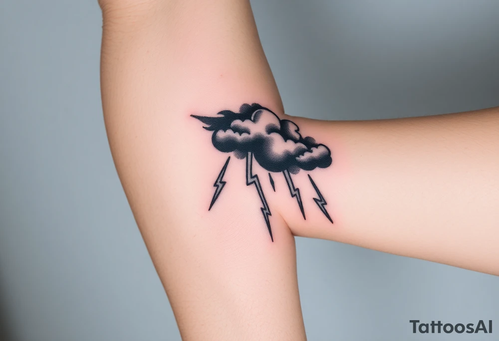 Black storm clouds with rain & lightning bolts tattoo idea