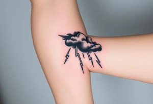 Black storm clouds with rain & lightning bolts tattoo idea