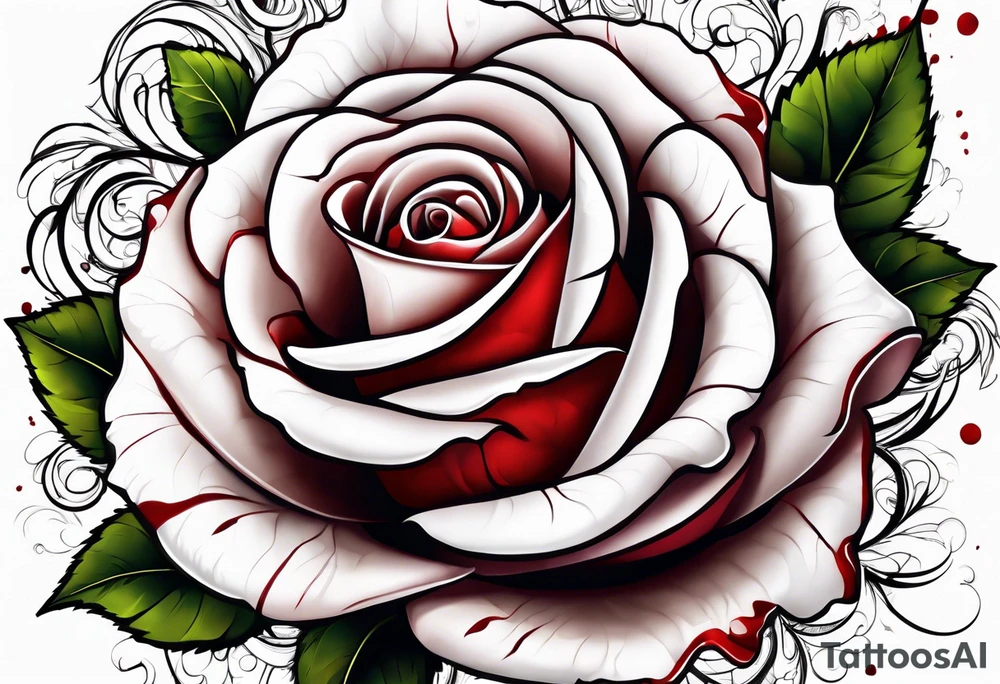 White rose, blood tattoo idea