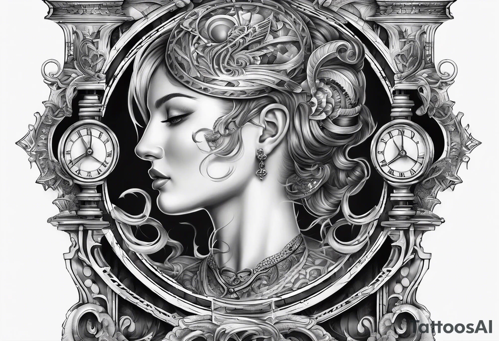 Sagittal brain inside hourglass tattoo idea