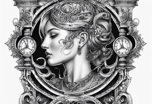 Sagittal brain inside hourglass tattoo idea